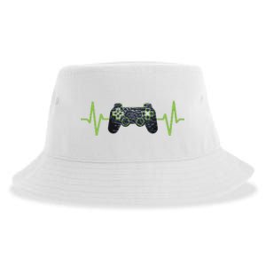 Gamer Heartbeat Gaming Video Games Girls Teens Sustainable Bucket Hat