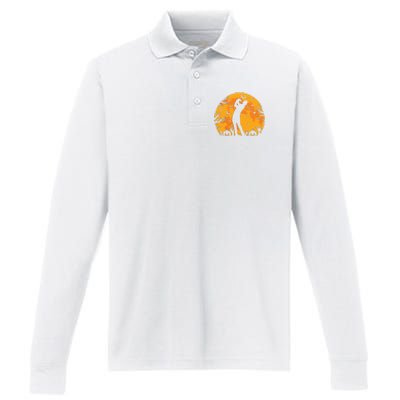 Golfing Halloween Golfer Pumpkin Spooky Golf Halloween Performance Long Sleeve Polo