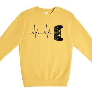 Gamer Heartbeat Gift Video Game Lover Gifgift Premium Crewneck Sweatshirt