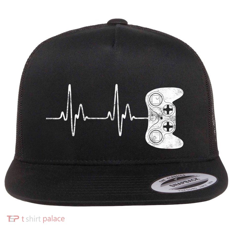 Gamer Heartbeat Gift Video Game Lover Gifgift Flatbill Hat