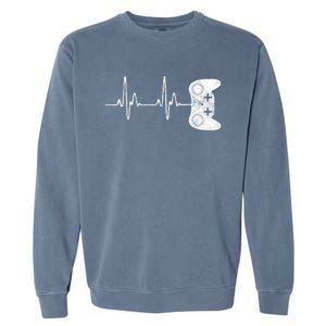 Gamer Heartbeat Gift Video Game Lover Gifgift Garment-Dyed Sweatshirt