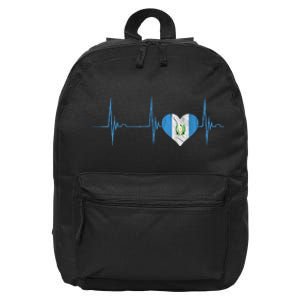 Guatemala Heart Guatemalan Heartbeat Ekg Pulse Chapin Mayan 16 in Basic Backpack