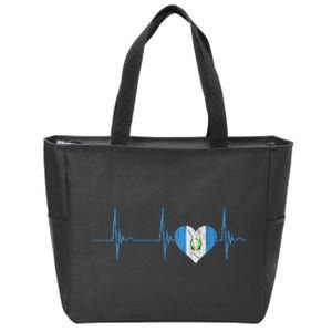 Guatemala Heart Guatemalan Heartbeat Ekg Pulse Chapin Mayan Zip Tote Bag