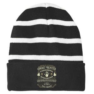 Ghost Hunter Ghost Hunting Halloween Paranormal Activity Striped Beanie with Solid Band