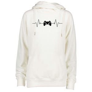 Gaming Heartbeat Gamer Gift Cute Gift Womens Funnel Neck Pullover Hood