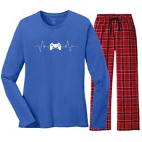 Gaming Heartbeat Gamer Gift Cute Gift Women's Long Sleeve Flannel Pajama Set 