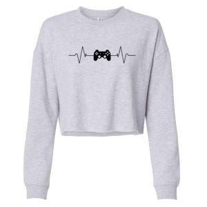 Gaming Heartbeat Gamer Gift Cute Gift Cropped Pullover Crew