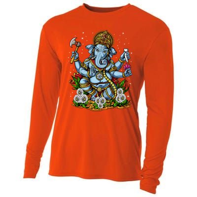 Ganesha Hindu God Elephant Spiritual Yoga Meditation Hippie Gift Cooling Performance Long Sleeve Crew