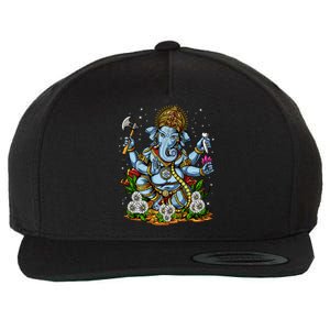 Ganesha Hindu God Elephant Spiritual Yoga Meditation Hippie Gift Wool Snapback Cap