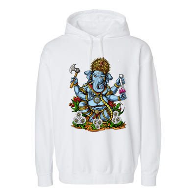 Ganesha Hindu God Elephant Spiritual Yoga Meditation Hippie Gift Garment-Dyed Fleece Hoodie