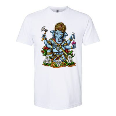 Ganesha Hindu God Elephant Spiritual Yoga Meditation Hippie Gift Softstyle® CVC T-Shirt