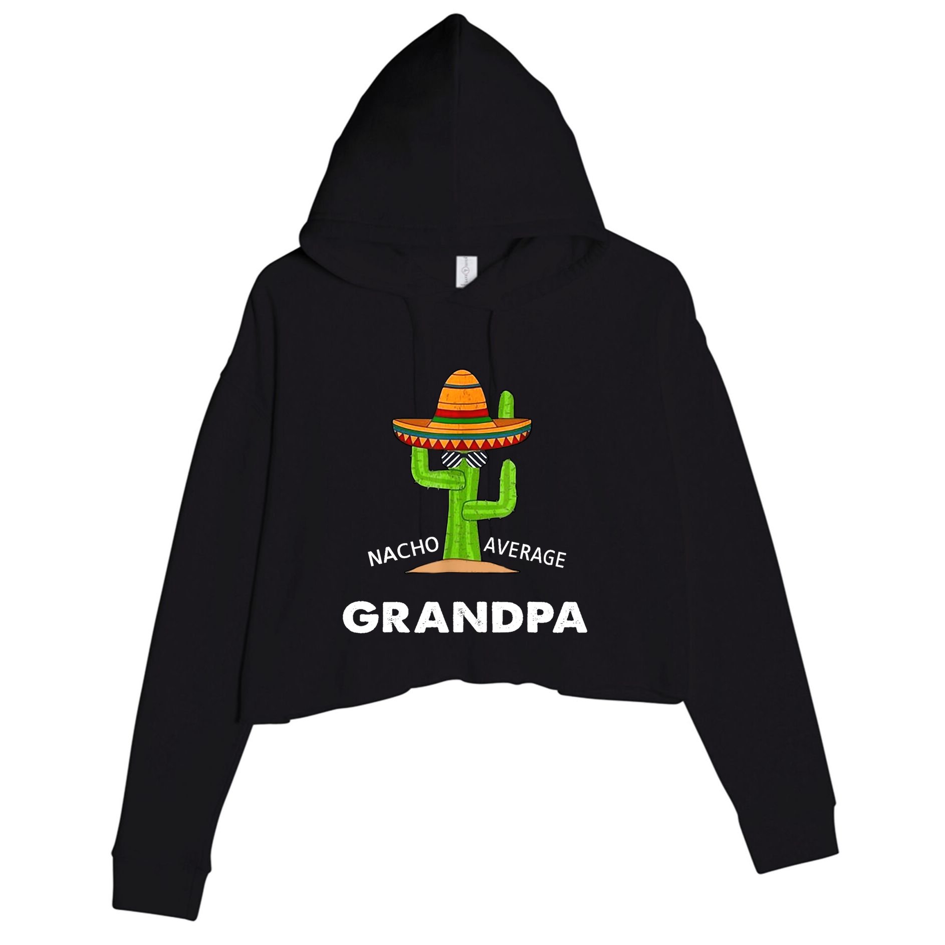 Grandpa Humor GiftsFunny Meme Saying Nacho Average Grandpa Crop Fleece Hoodie