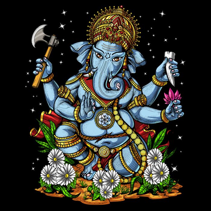 Ganesha Hindu God Elephant Spiritual Yoga Meditation Hippie Gift Flat Bill Trucker Hat
