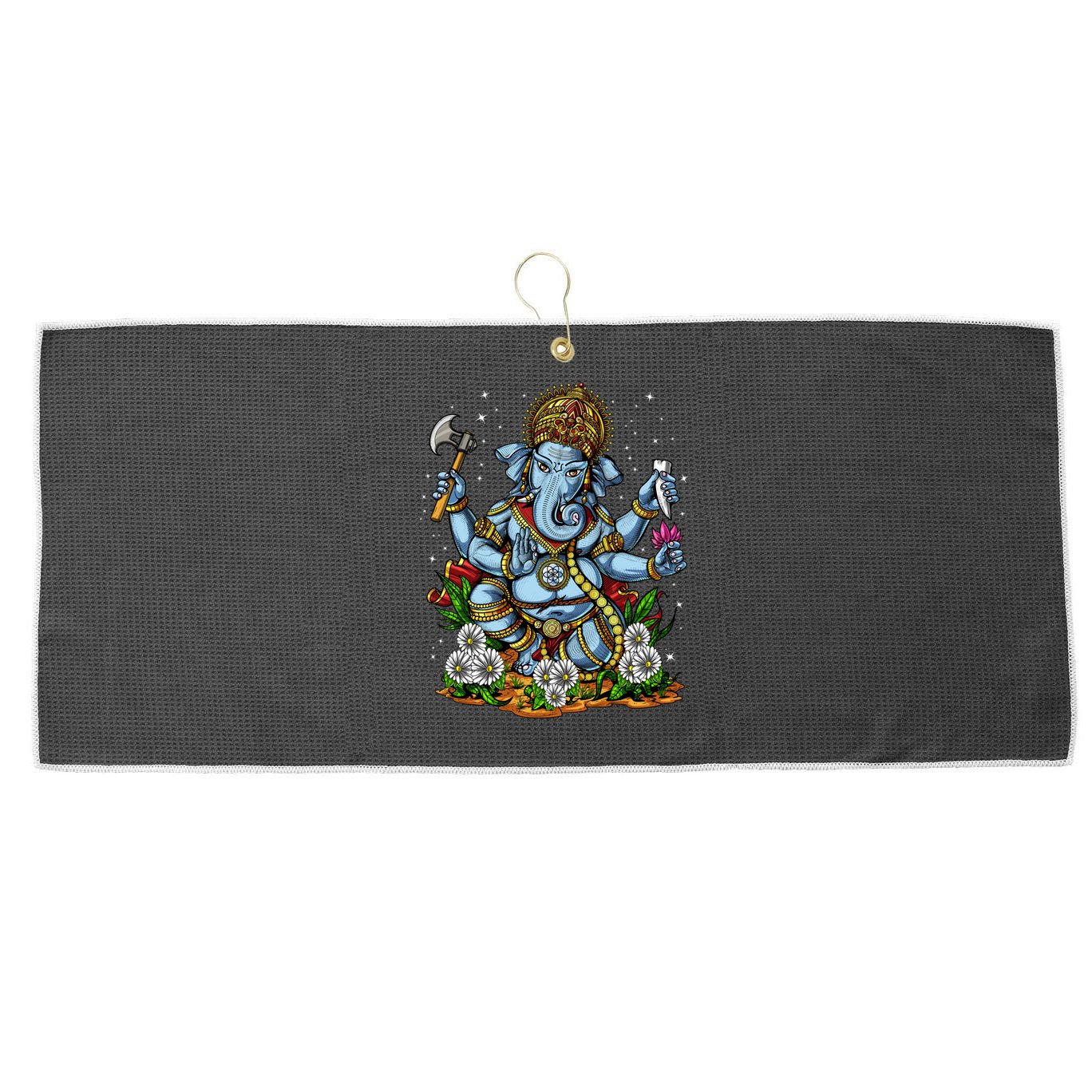 Ganesha Hindu God Elephant Spiritual Yoga Meditation Hippie Gift Large Microfiber Waffle Golf Towel