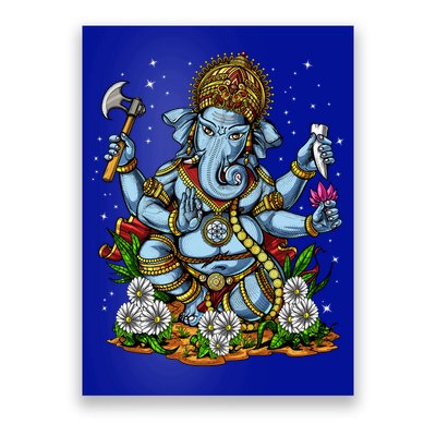 Ganesha Hindu God Elephant Spiritual Yoga Meditation Hippie Gift Poster