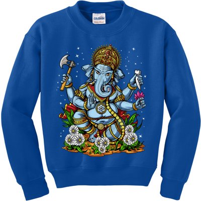 Ganesha Hindu God Elephant Spiritual Yoga Meditation Hippie Gift Kids Sweatshirt
