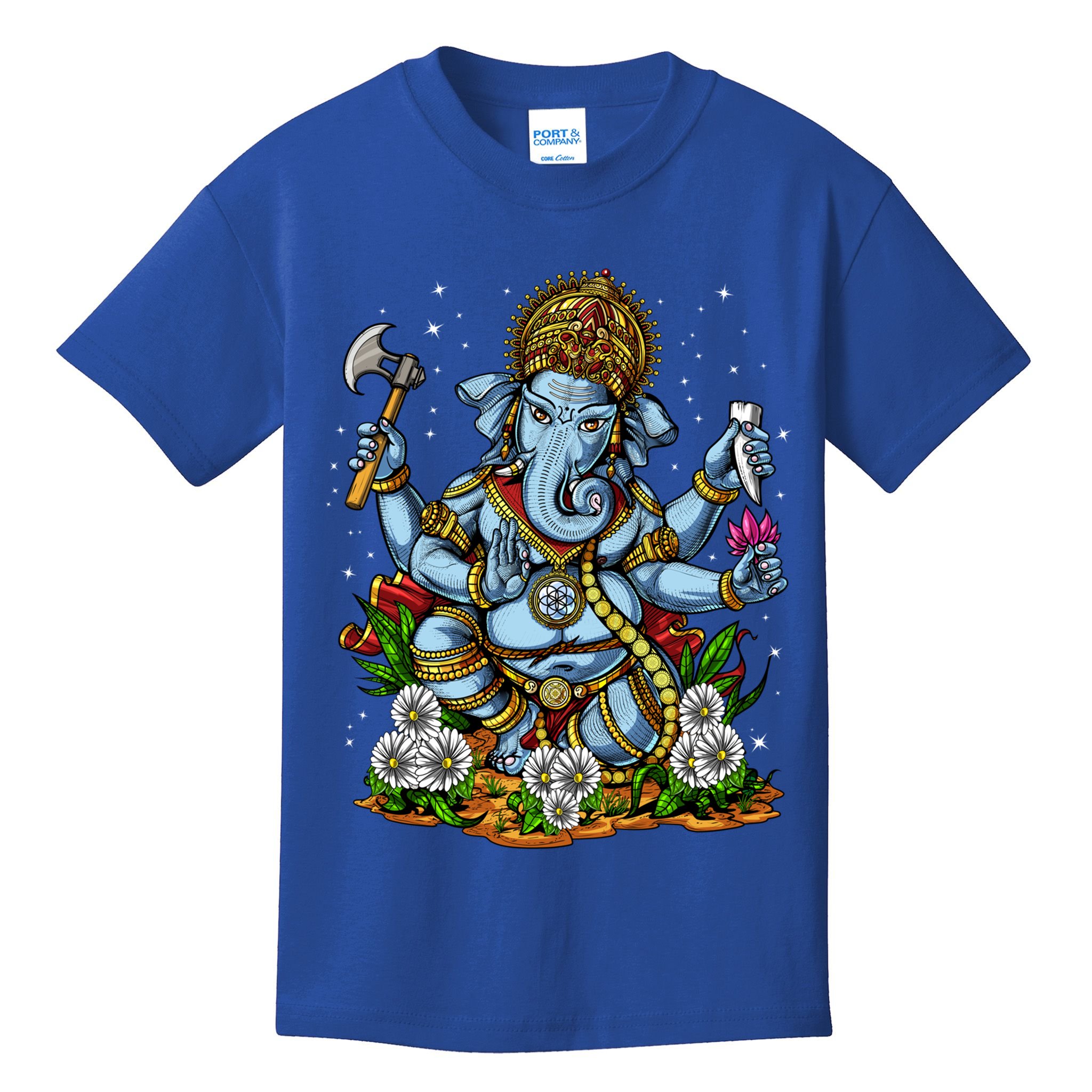 Ganesha Hindu God Elephant Spiritual Yoga Meditation Hippie Gift Kids T-Shirt
