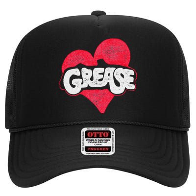 Grease Heart High Crown Mesh Back Trucker Hat