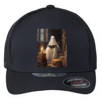 Gothic Halloween Ghost Reading Book Window Dark Academia Flexfit Unipanel Trucker Cap