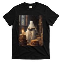 Gothic Halloween Ghost Reading Book Window Dark Academia T-Shirt