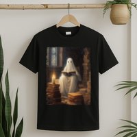 Gothic Halloween Ghost Reading Book Window Dark Academia T-Shirt