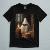 Gothic Halloween Ghost Reading Book Window Dark Academia T-Shirt