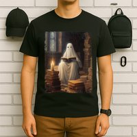 Gothic Halloween Ghost Reading Book Window Dark Academia T-Shirt