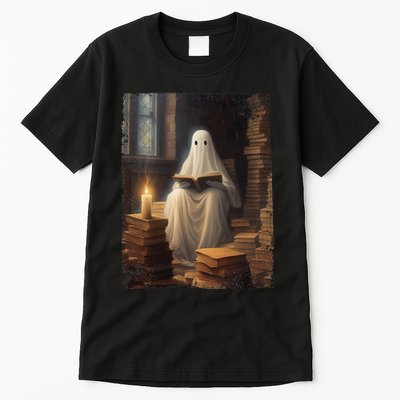Gothic Halloween Ghost Reading Book Window Dark Academia Tall T-Shirt