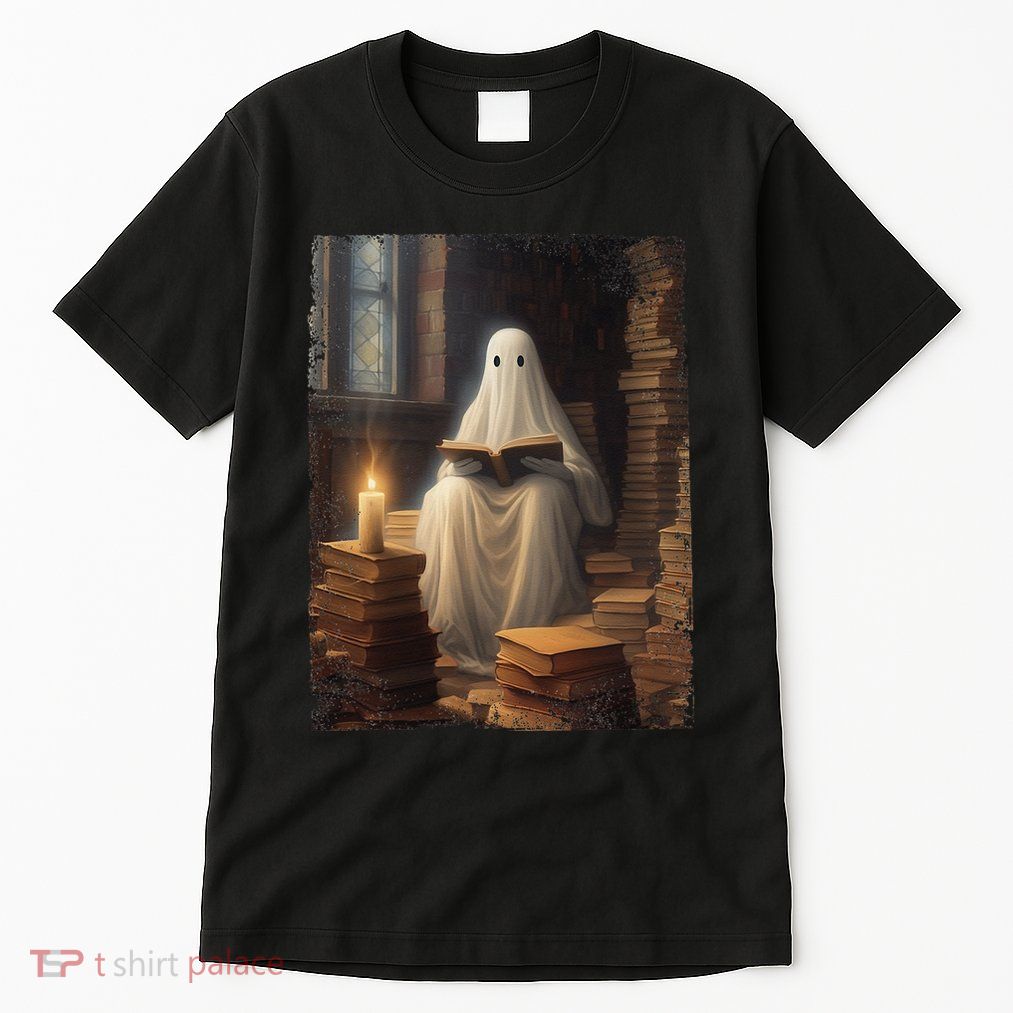 Gothic Halloween Ghost Reading Book Window Dark Academia Tall T-Shirt