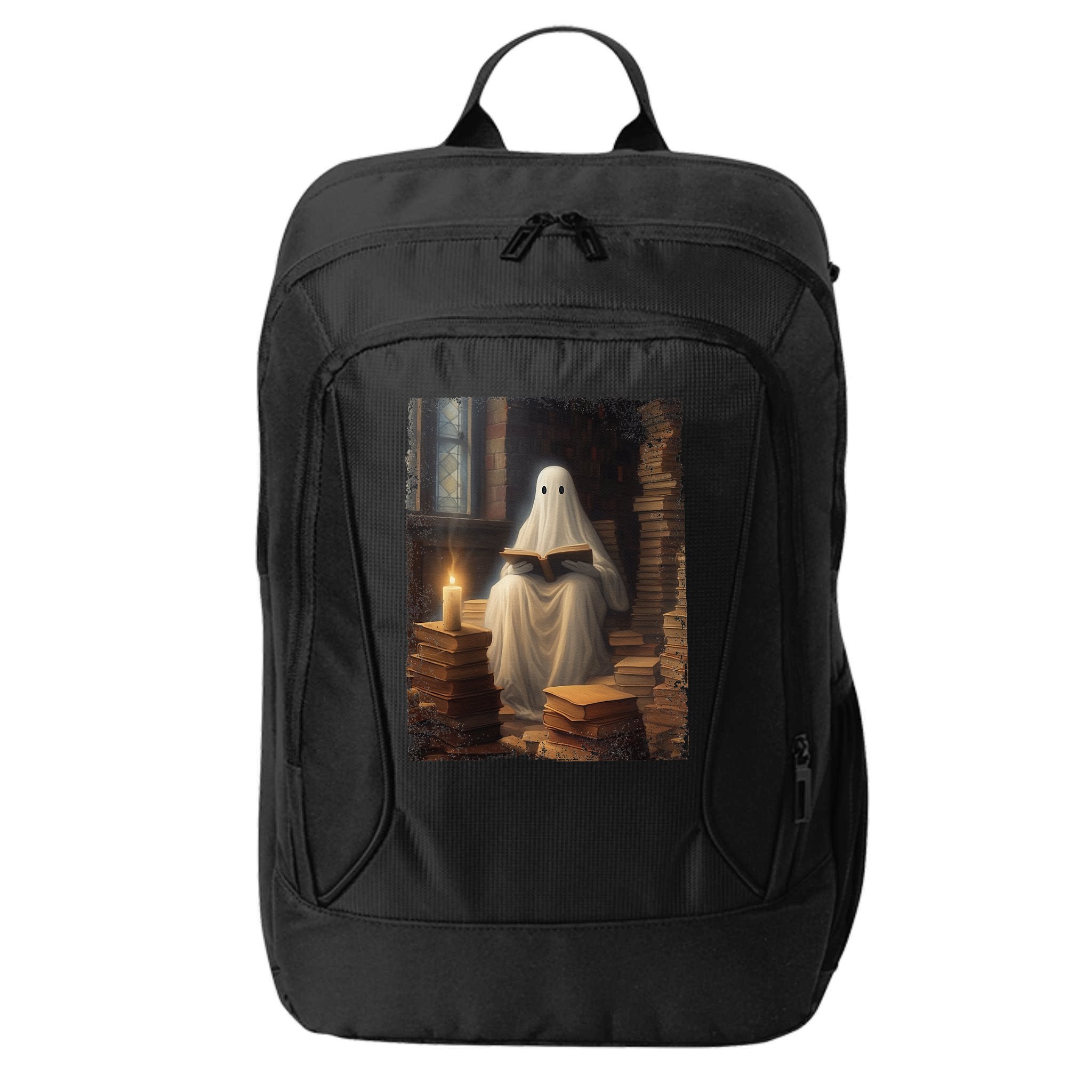 Gothic Halloween Ghost Reading Book Window Dark Academia City Backpack