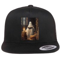Gothic Halloween Ghost Reading Book Window Dark Academia Flat Bill Trucker Hat
