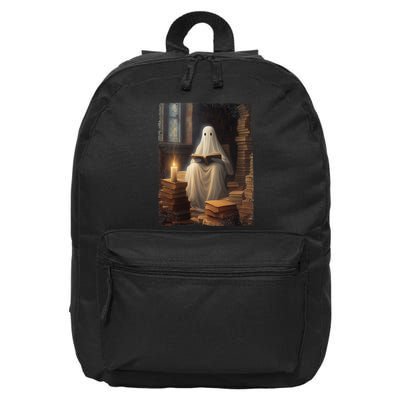 Gothic Halloween Ghost Reading Book Window Dark Academia 16 in Basic Backpack