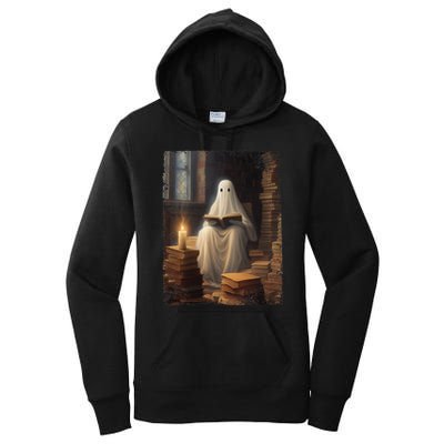 Gothic Halloween Ghost Reading Book Window Dark Academia Women's Pullover Hoodie