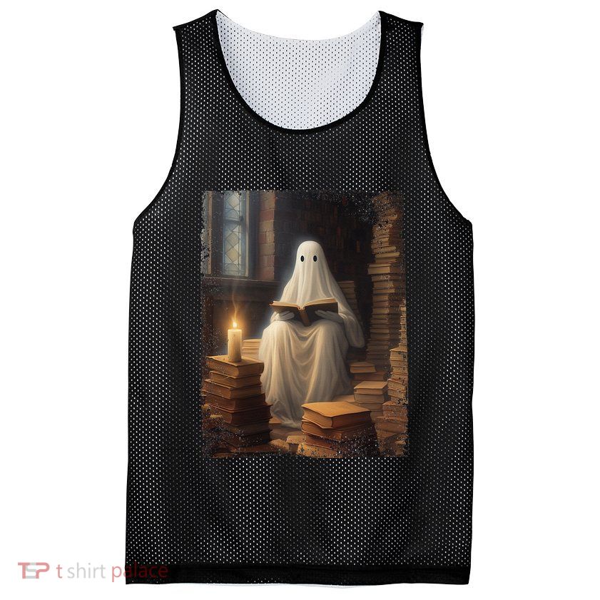 Gothic Halloween Ghost Reading Book Window Dark Academia Mesh Reversible Basketball Jersey Tank