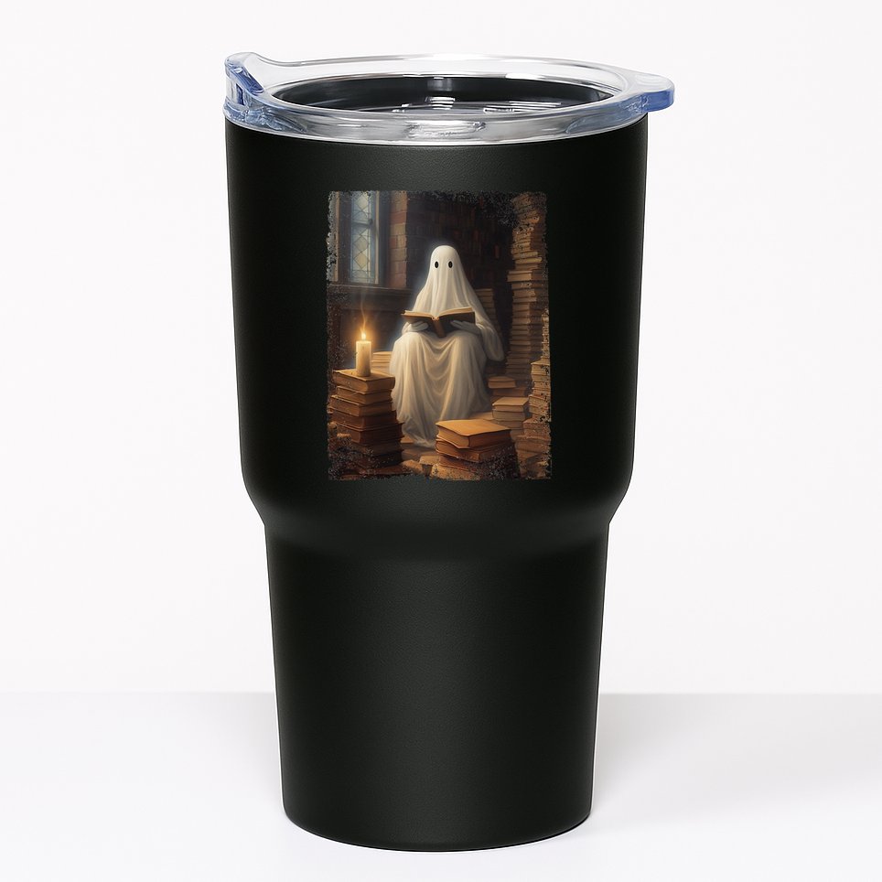 Gothic Halloween Ghost Reading Book Window Dark Academia Tumbler