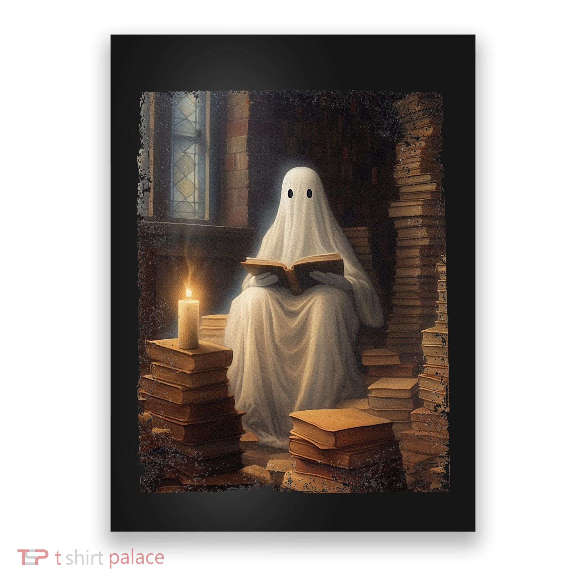 Gothic Halloween Ghost Reading Book Window Dark Academia Poster