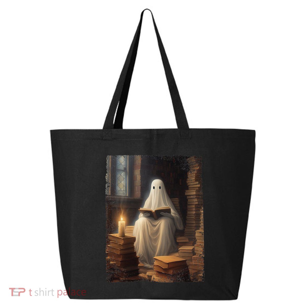 Gothic Halloween Ghost Reading Book Window Dark Academia 25L Jumbo Tote