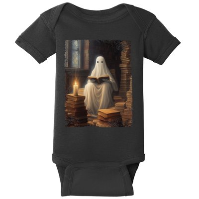 Gothic Halloween Ghost Reading Book Window Dark Academia Baby Bodysuit