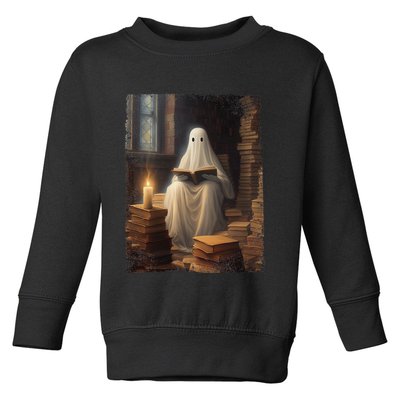Gothic Halloween Ghost Reading Book Window Dark Academia Toddler Sweatshirt