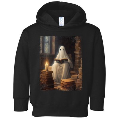 Gothic Halloween Ghost Reading Book Window Dark Academia Toddler Hoodie