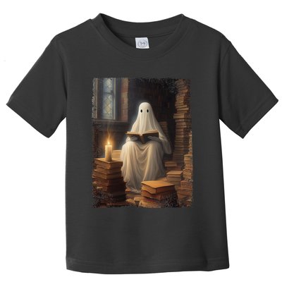 Gothic Halloween Ghost Reading Book Window Dark Academia Toddler T-Shirt