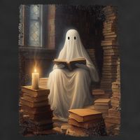Gothic Halloween Ghost Reading Book Window Dark Academia Microfiber Hand Towel