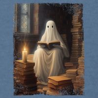 Gothic Halloween Ghost Reading Book Window Dark Academia Garment-Dyed Sweatshirt