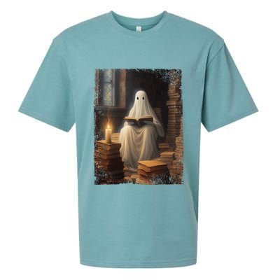 Gothic Halloween Ghost Reading Book Window Dark Academia Sueded Cloud Jersey T-Shirt