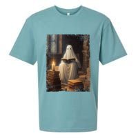 Gothic Halloween Ghost Reading Book Window Dark Academia Sueded Cloud Jersey T-Shirt