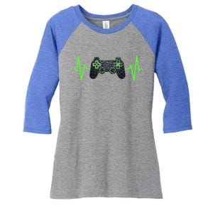 Gamer Heartbeat Gaming Video Games Ns Gift Women's Tri-Blend 3/4-Sleeve Raglan Shirt