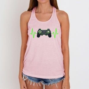 Gamer Heartbeat Gaming Video Games Ns Gift Women's Knotted Racerback Tank