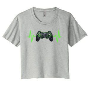 Gamer Heartbeat Gaming Video Games Ns Gift Women's Crop Top Tee