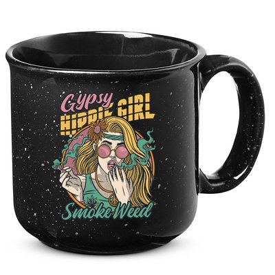 Gypsy Hippie Girl Smoke Weed Retro 15oz Campfire Ceramic Mug