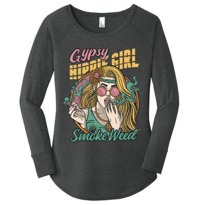 Gypsy Hippie Girl Smoke Weed Retro Women's Perfect Tri Tunic Long Sleeve Shirt
